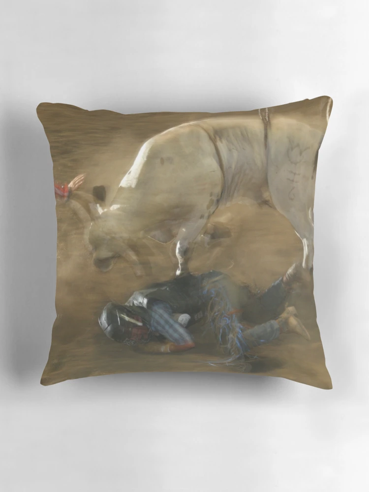 Thumbnail 3 of 4, Pillow, Bull Riding Wreck designed and sold by Rodeo-Photos.