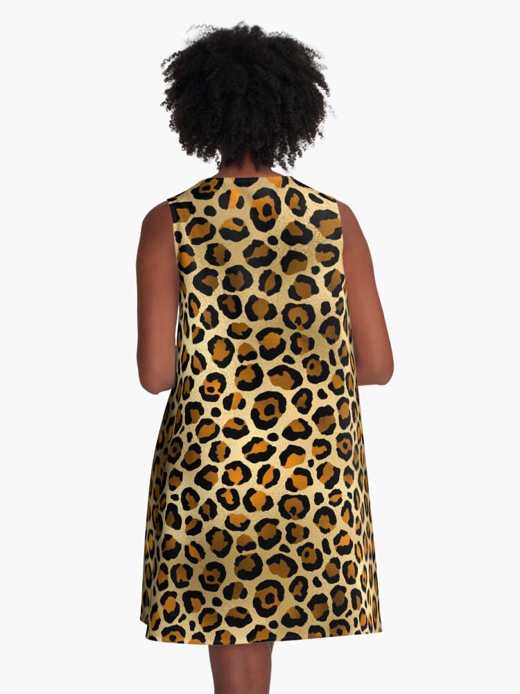 Dark Burnt Orange Leopard Print A Line Dress