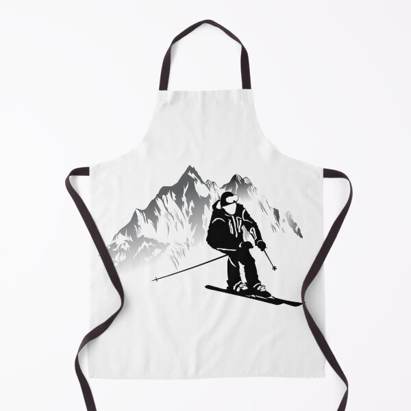 Item preview, Black and white image of a skier on a background of mountains designed and sold by Dobrydnev.
