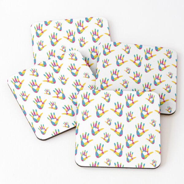 Item preview, hand shaped puzzle seamless pattern for autism awareness designed and sold by werezu.