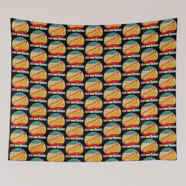 Item preview, Hot Dog Queen Retro Sunset Vintage Style Fast Food designed and sold by TheButtonCrew.