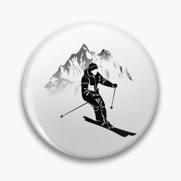 Item preview, Black and white image of a skier on a background of mountains designed and sold by Dobrydnev.