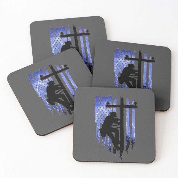 Item preview, Lineman Electrician American Flag Blue Lightning designed and sold by Matt Ballinger.