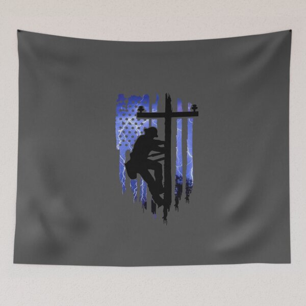 Item preview, Lineman Electrician American Flag Blue Lightning designed and sold by Matt Ballinger.