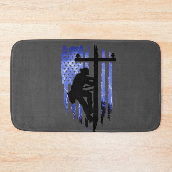 Item preview, Lineman Electrician American Flag Blue Lightning designed and sold by Matt Ballinger.