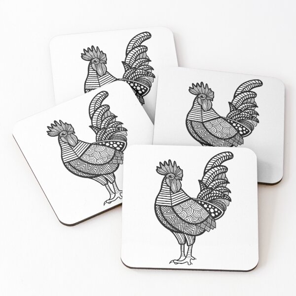 Item preview, Rooster Zentangle designed and sold by ClaresColoring.