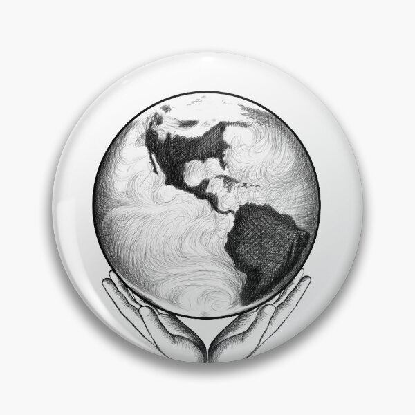 Item preview, the planet earth drawn with lines in the hands of a person designed and sold by nataliavavilina.