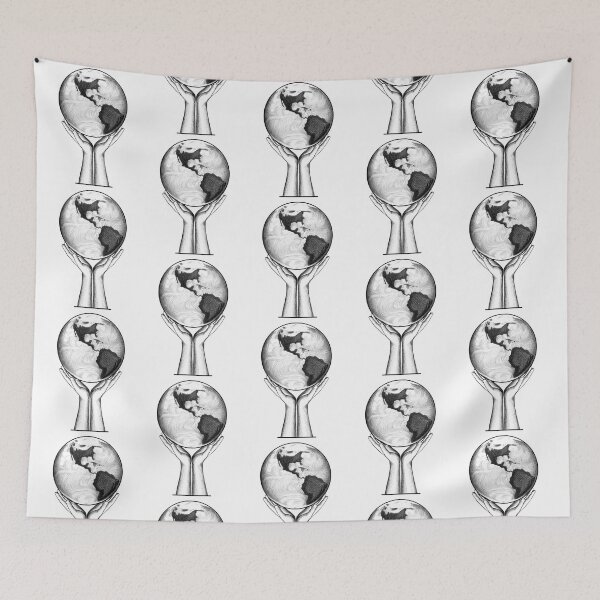 Item preview, the planet earth drawn with lines in the hands of a person designed and sold by nataliavavilina.
