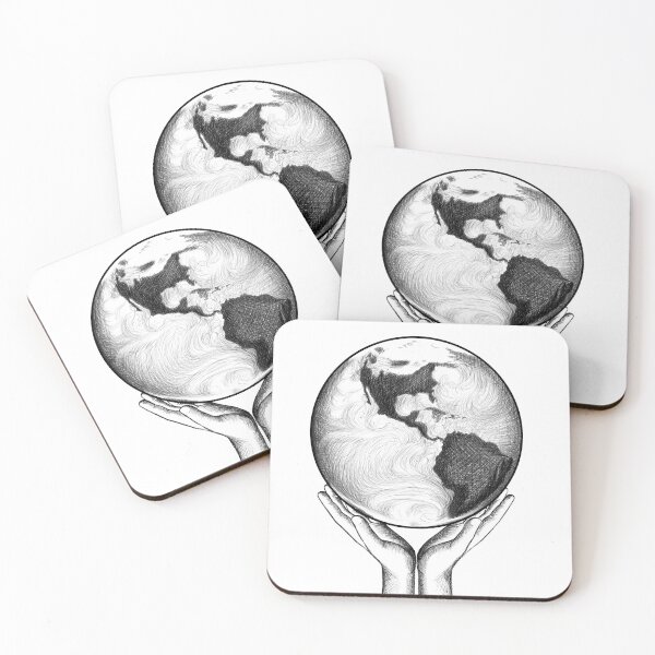 Item preview, the planet earth drawn with lines in the hands of a person designed and sold by nataliavavilina.