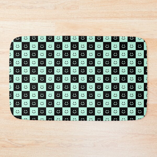 Item preview, Black & Mint Checkered Smilie Pattern designed and sold by ZANGRAM.