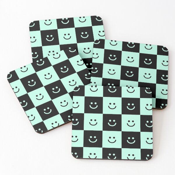 Item preview, Black & Mint Checkered Smilie Pattern designed and sold by ZANGRAM.