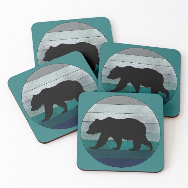 Item preview, Teal Retro Bear Sunset designed and sold by GyngerGarza.