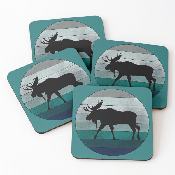 Item preview, Teal Retro Moose Sunset designed and sold by GyngerGarza.