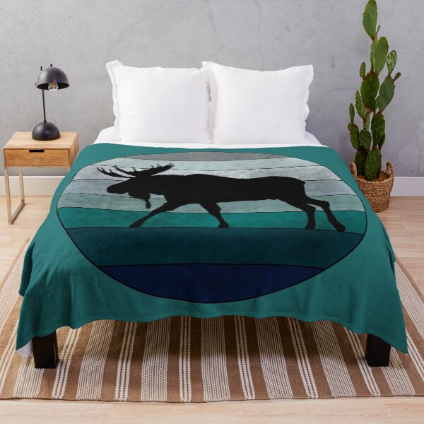 Item preview, Teal Retro Moose Sunset designed and sold by GyngerGarza.