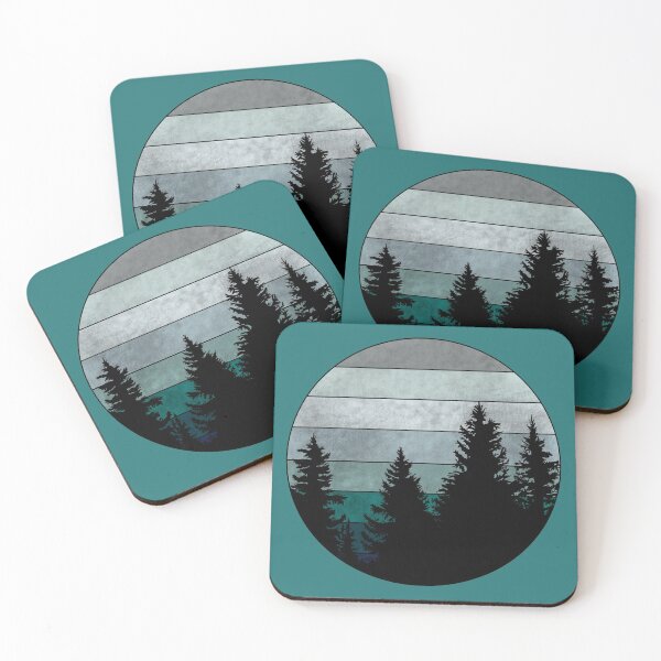 Item preview, Teal Retro Forest Sunset designed and sold by GyngerGarza.