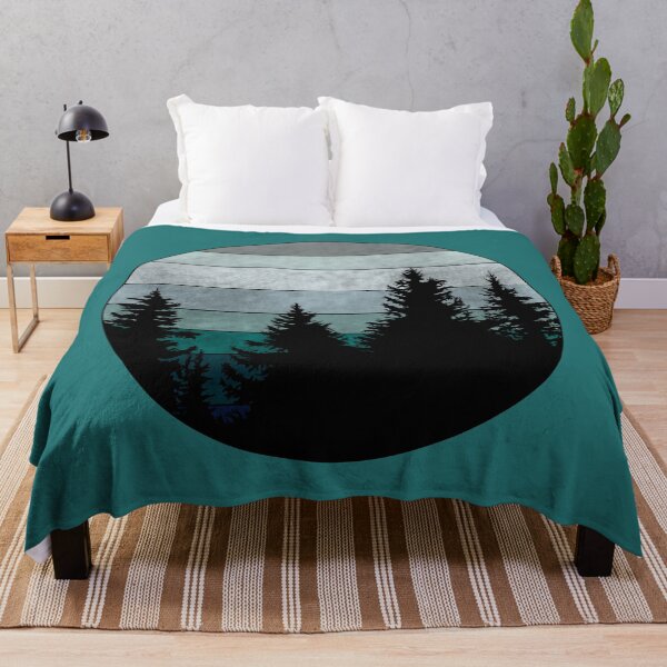 Item preview, Teal Retro Forest Sunset designed and sold by GyngerGarza.