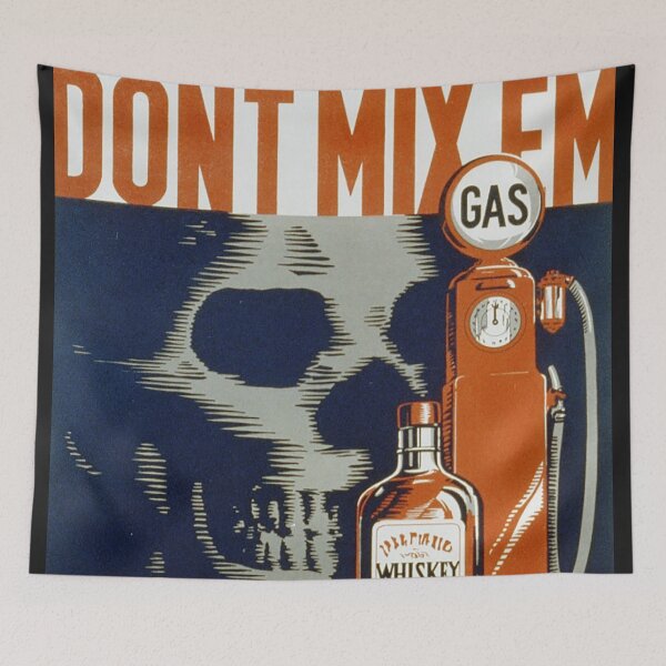 Item preview, Don't Mix Em, Gas and Whiskey vintage poster Skull graphic designed and sold by Nostrathomas66.