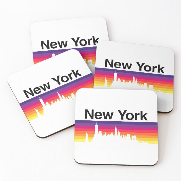 Item preview, New York Skyline, Sunset Gradient - White designed and sold by DionBlaster.
