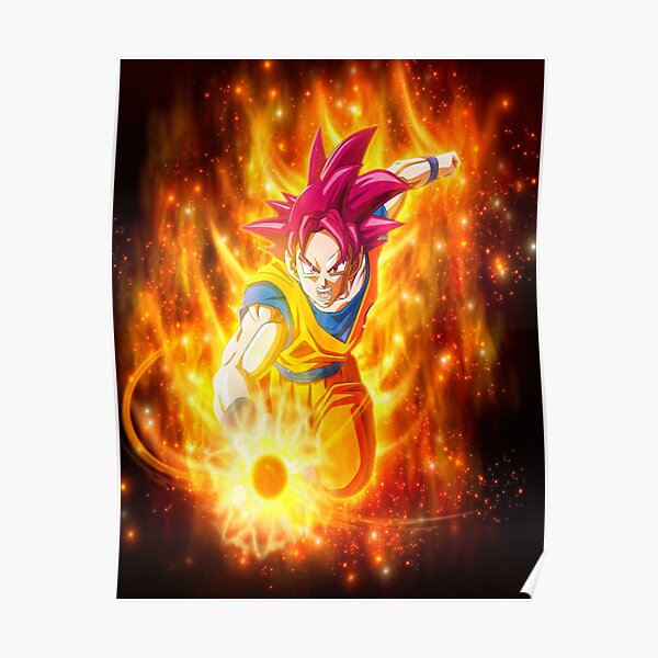 Poster Goku Super Saiyan God Redbubble