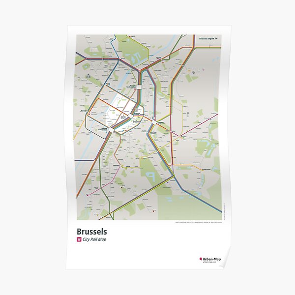Brussels City Rail Map Poster Poster