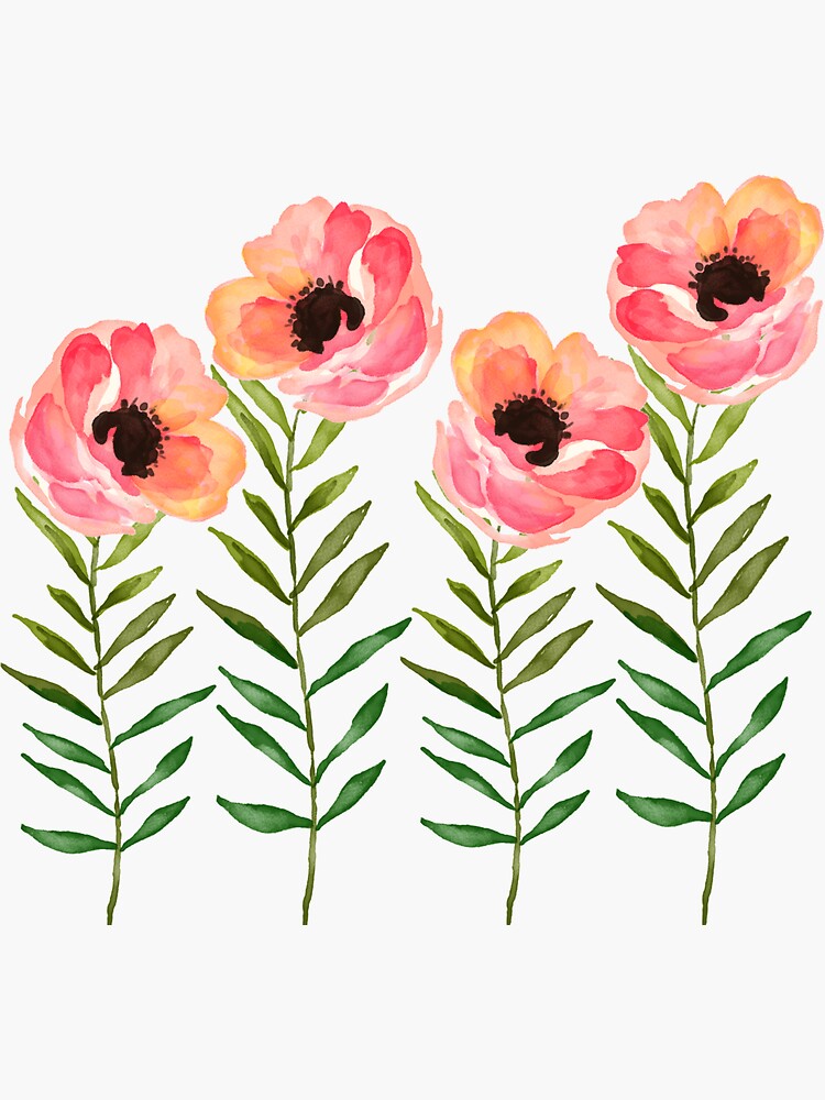Romantic Watercolor Flower Bouquet Sticker for Sale by junkydotcom