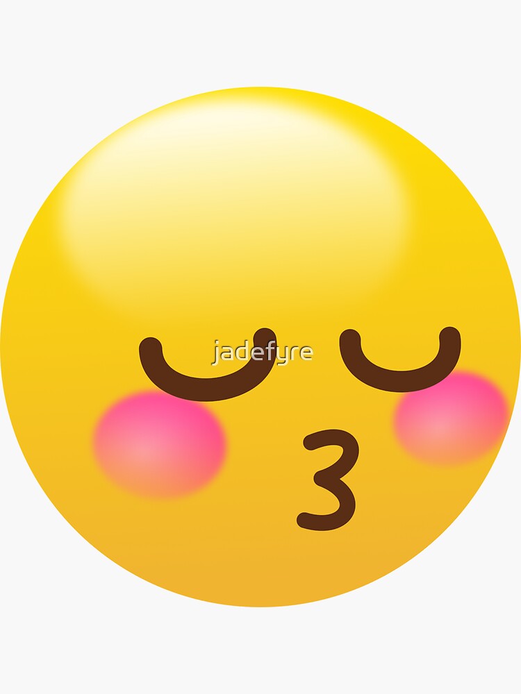 u3u kissing emoji with sparkly eyes and blush