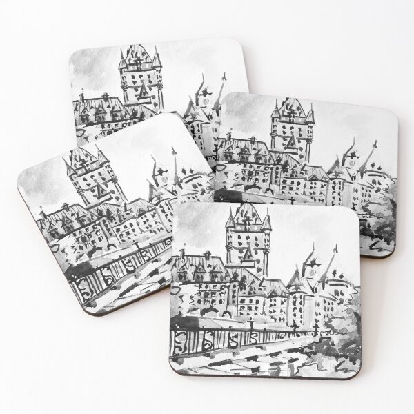 Item preview, Château Frontenac Quebec City Canada Black and White Watercolor Painting designed and sold by TheJoeyStudio.