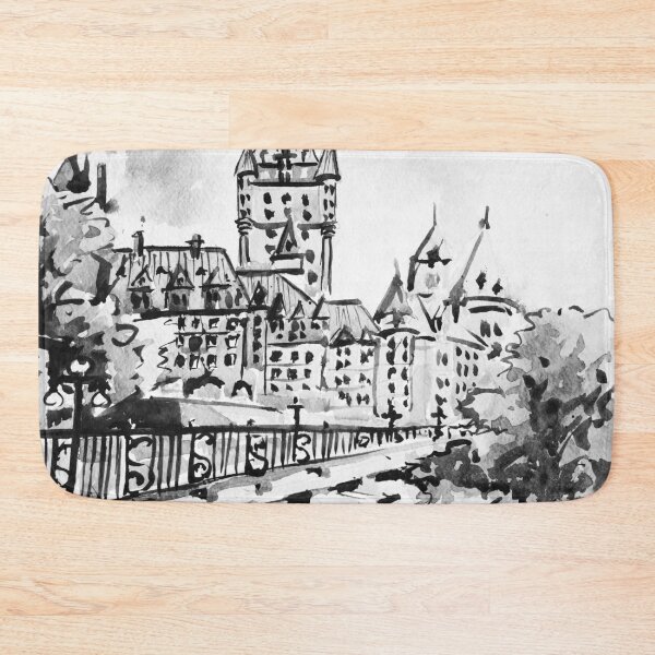 Item preview, Château Frontenac Quebec City Canada Black and White Watercolor Painting designed and sold by TheJoeyStudio.