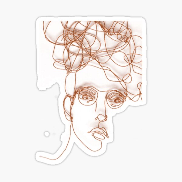 Close Up View Sketch Of Female Model Sticker By Khanchoice Redbubble