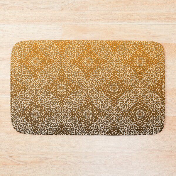 Item preview, Detailed, lace like mandala pattern in white with gradient black and orange background designed and sold by CiniArt.