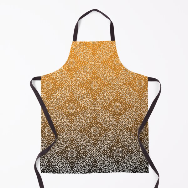 Item preview, Detailed, lace like mandala pattern in white with gradient black and orange background designed and sold by CiniArt.
