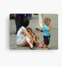 A Mother With Her Two Boys Canvas Print