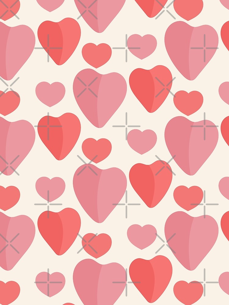 Artwork view, Cute  hand-drawn doodle pink hearts pattern designed and sold by Victoria Riabov