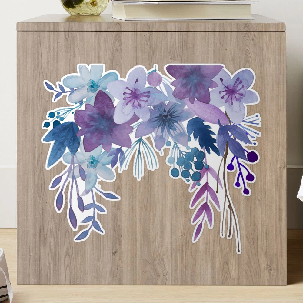 Blue Purple Flowers Sticker for Sale by junkydotcom