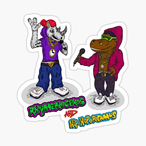 FLIGHT OF THE CONCHORDS - THE HIPHOPOPOTAMUS AND THE RHYMENOCEROS - TOGETHER ON THE ONE SHIRT Sticker