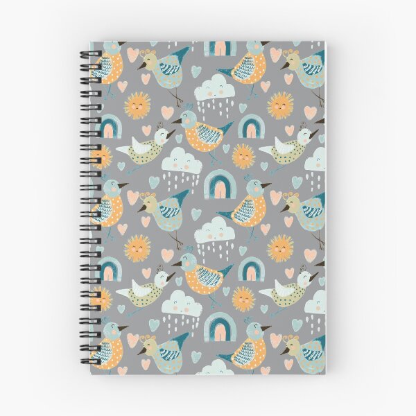 Item preview, Cute Spring Bird pattern // Gray designed and sold by Dottadesigns.