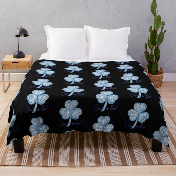 Item preview, “One of a Kind” Diamond Blue Shamrock! (on Black) designed and sold by PawsitiveMum.