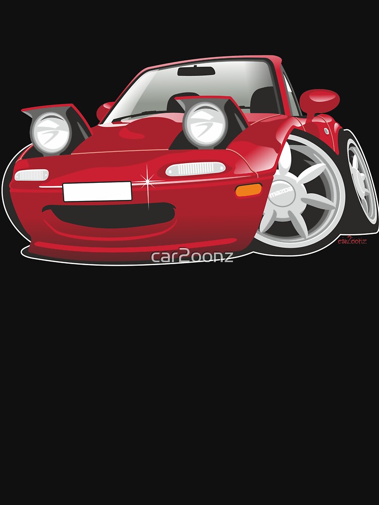 "Mazda MX-5 Miata caricature red" Zipped Hoodie by car2oonz | Redbubble