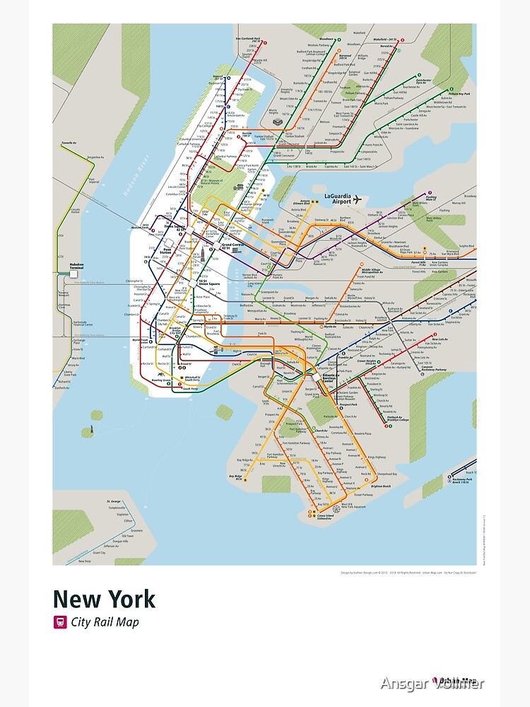 "New York City Rail Karte Poster" Poster von AnsgarVollmer  Redbubble