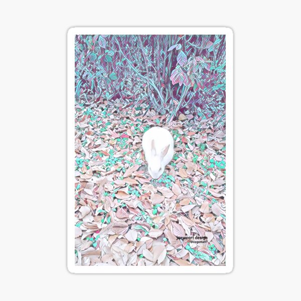 Vista previa del artículo con la obra «Conejo blanco», diseñado y vendido por JAEWOORI.