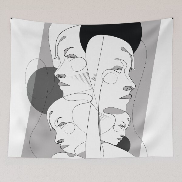 Item preview, geometric line abstract faces designed and sold by Digipaintings.
