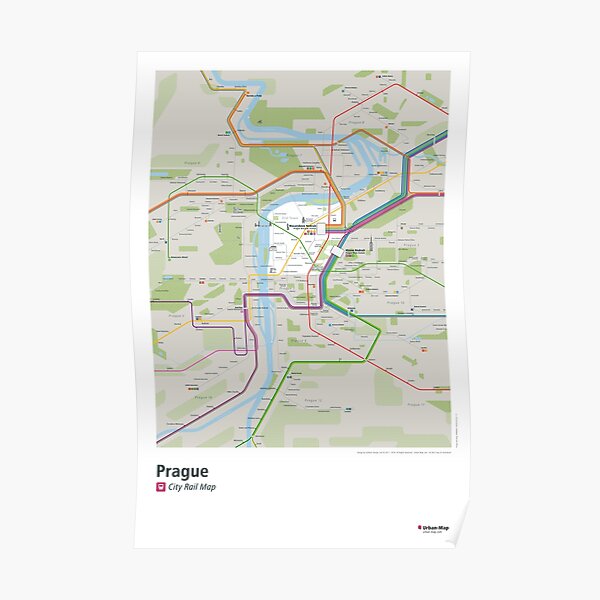 Prague City Rail Map Poster Poster
