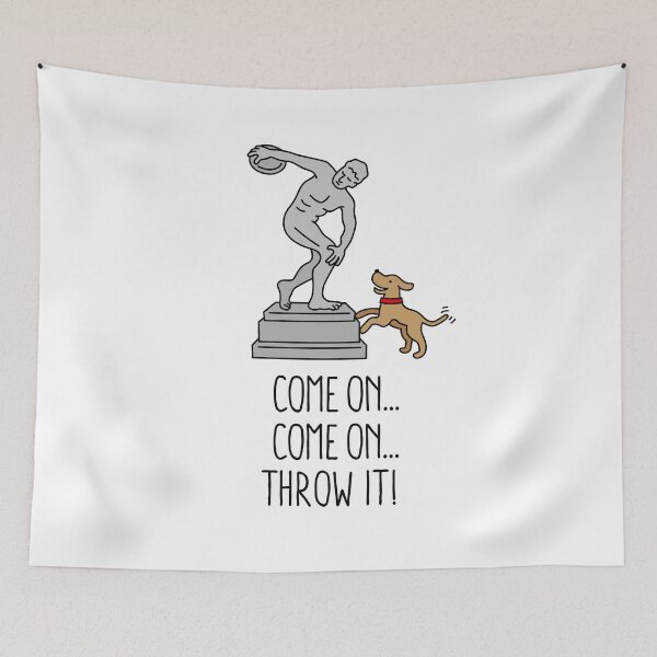 Item preview, Come on Throw it funny dog K9 frisbee discus throw designed and sold by LaundryFactory.