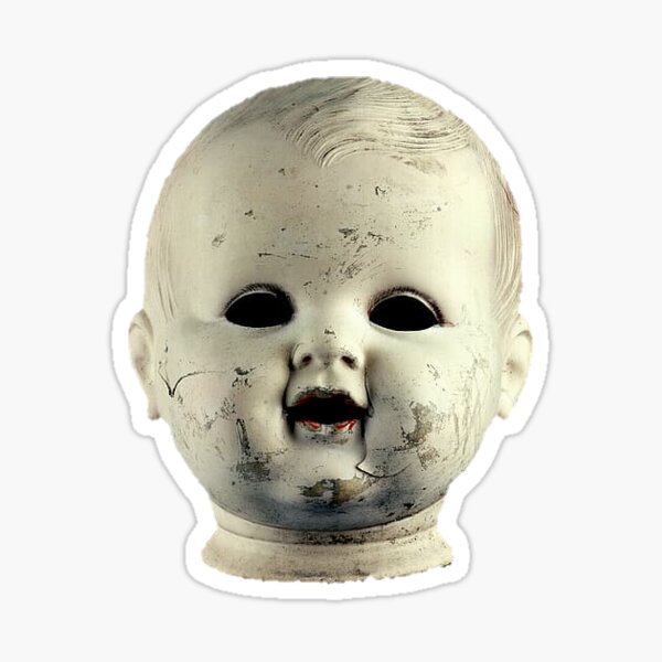 creepy doll head Sticker