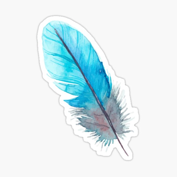 Turquoise Feather Watercolor Boho Sticker
