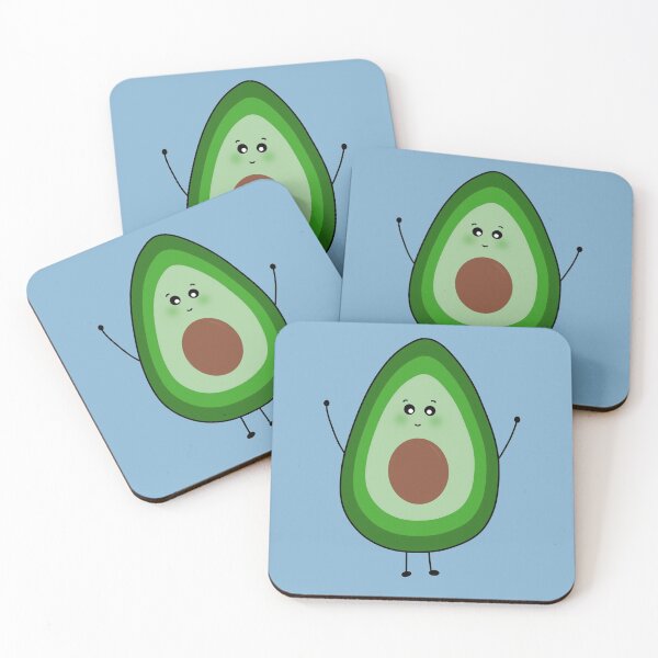 Item preview, Cute Blushing Avocado Blue Background designed and sold by DeliliahDoodles.