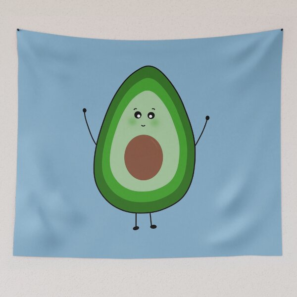 Item preview, Cute Blushing Avocado Blue Background designed and sold by DeliliahDoodles.