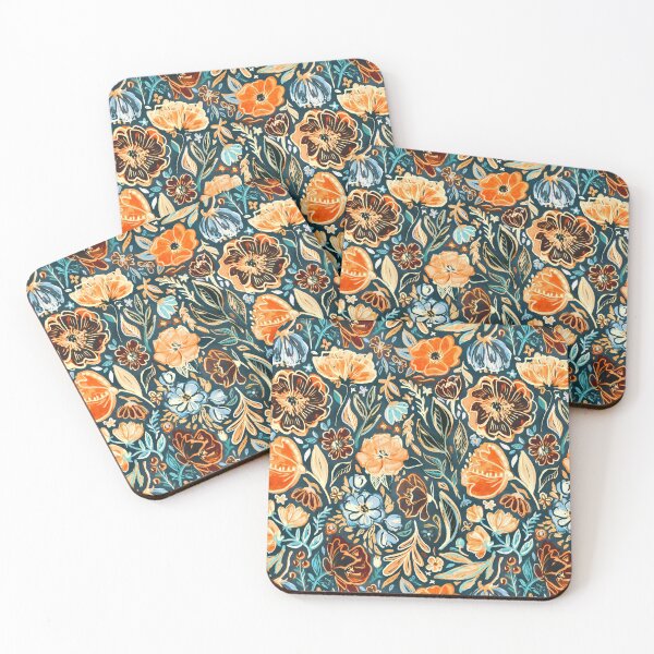 Item preview, Messy Vivid Floral in Orange and Blue designed and sold by micklyn.