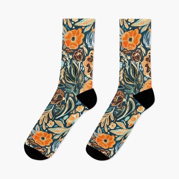 Item preview, Messy Vivid Floral in Orange and Blue designed and sold by micklyn.