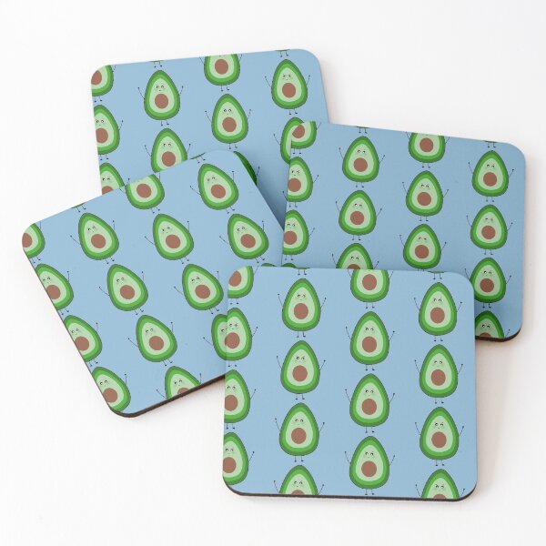 Item preview, Cute Blushing Avocados Blue Background designed and sold by DeliliahDoodles.